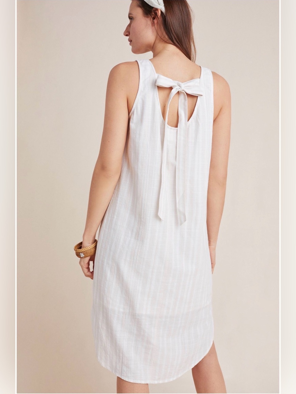 Cloth & Stone Bow-Tied Chambray Dress neutral pattern size large
